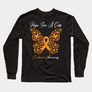 Hope For A Cure Butterfly Gift 3 Leukemia Long Sleeve T-Shirt